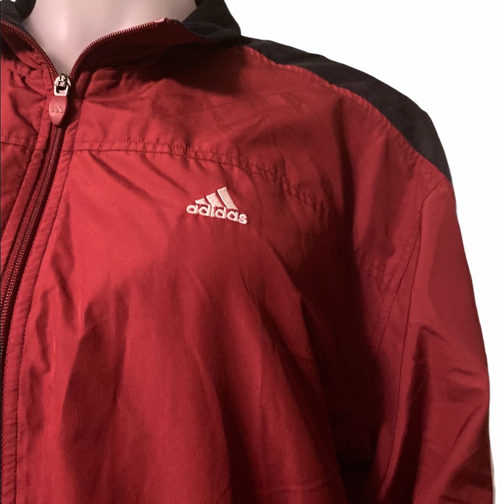 Adidas Athletic Full Zip Maroon Light Windbreaker - Picture 3 of 8